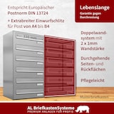 thumbnail of AL Briefkastensysteme 2 Fächer Premium Edelstahl Durchwurf Briefkasten Anlage für Post Post A4, modern, robust, wetterfest, Artikelnummer: 132V2DZ1