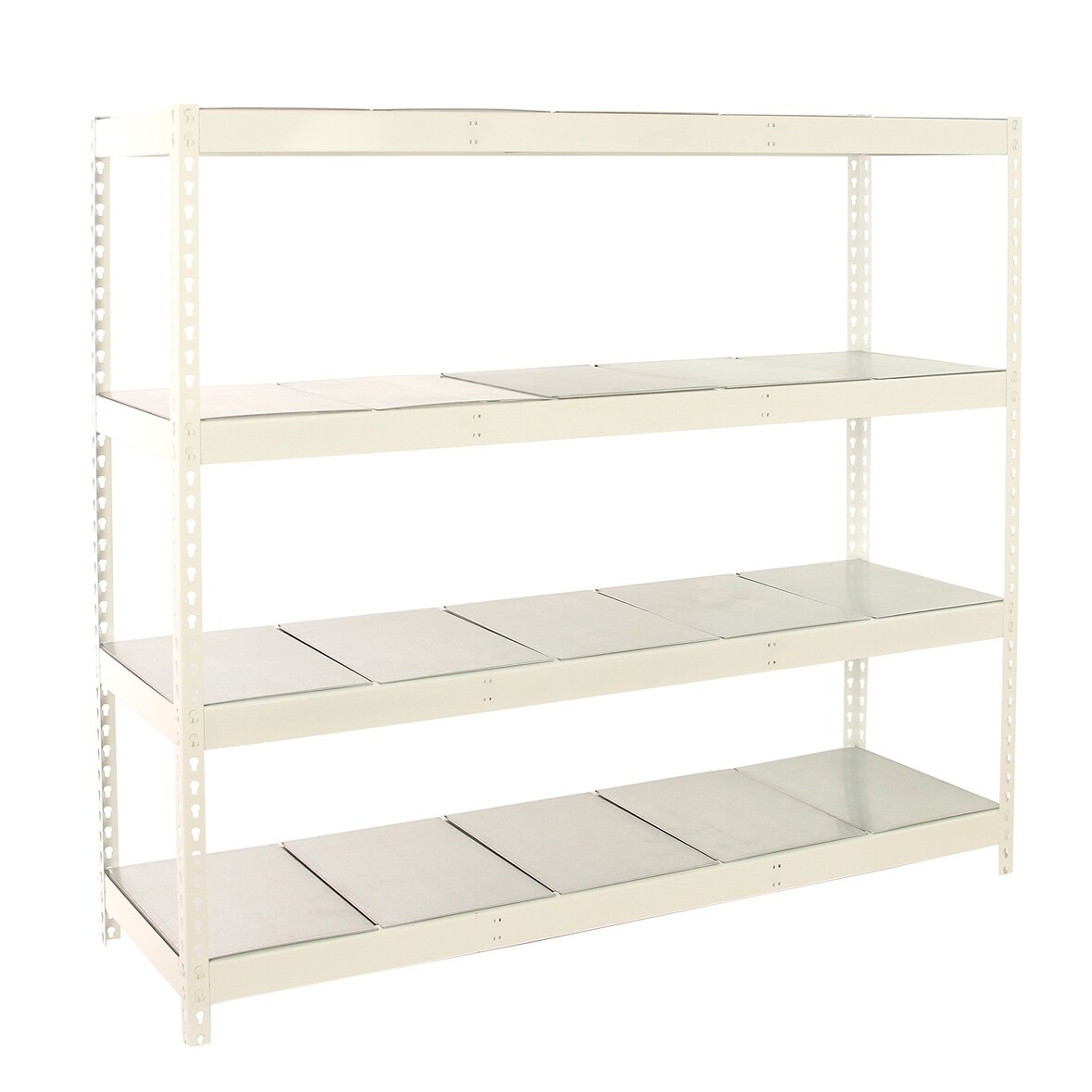 SimonRack Industrieregal, 2000x2400x600 mm, 400 kg am Biegepunkt, 4 Metallböden, Garagenregal, Weiss/Verzinkt- Simonforte