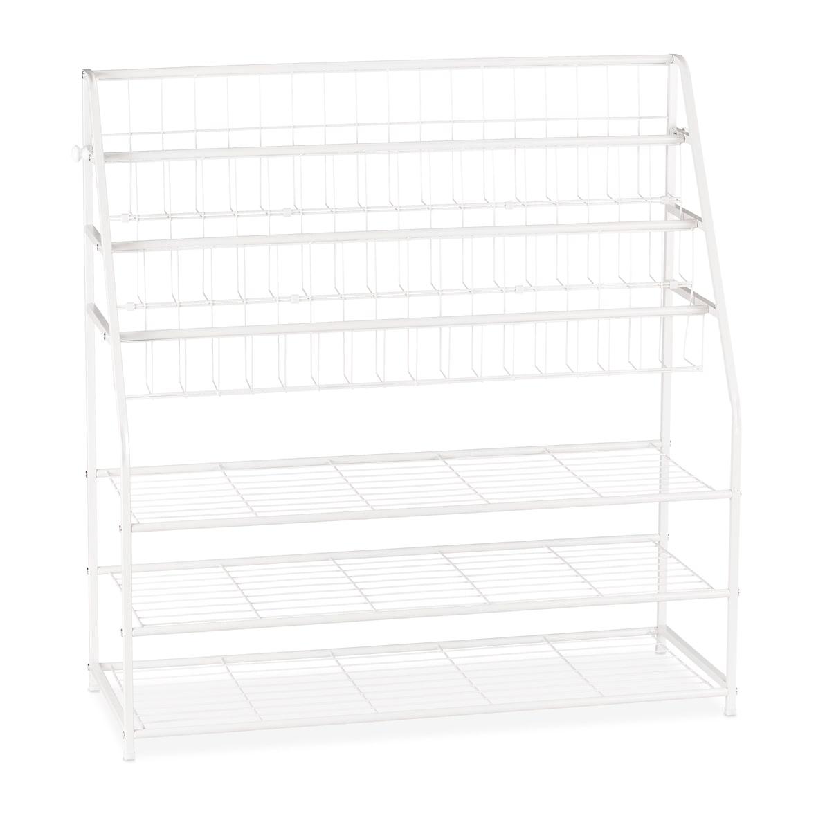 Relaxdays XL Zeitschriftenregal, HBT: 96 x 97 x 37 cm, Metall, freistehend, Zeitschriftenständer für Wohnzimmer, weiß