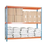 thumbnail of PROREGAL Schwerlastregal MID WOOD YETI THREE | HxBxT 150x150x60cm | Fachlast 400kg | Blau-Orange | Regal Standregal Werkstattregal Lagerregal