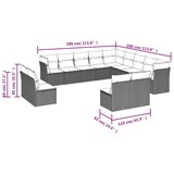 thumbnail of vidaXL 13-tlg. Garten-Sofagarnitur mit Kissen Hellgrau Poly Rattan