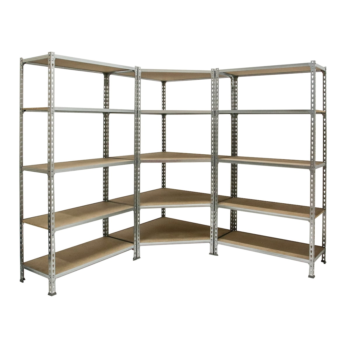 Maderclick Metalen hoekrek zonder schroeven 5 planken + 1 Maderclick plank. ANTRACIET/HOUT kleur 1800x1800x400 mm