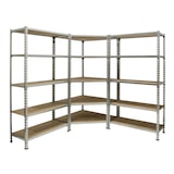 thumbnail of Maderclick Metalen hoekrek zonder schroeven 5 planken + 1 Maderclick plank. ANTRACIET/HOUT kleur 1800x1800x400 mm