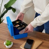 thumbnail of Relaxdays Geldkassette abschließbar, entnehmbarer Einsatz, 5 Fächer, Geldkasten Eisen, HxBxT: 8,5 x 20 x 17 cm, rot