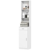 thumbnail of Badezimmerschrank Hochschrank Weiß 35x31x179 cm schmal mit Schublade Tür offenen Fächern verstellbarem Regal Kippschutz melaminbeschichtet