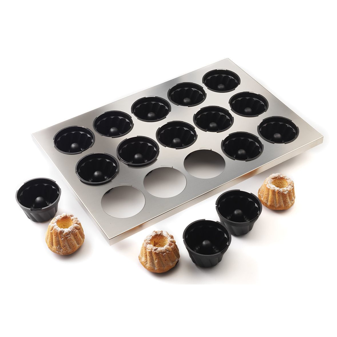 Matfer Plaque inox 60 x 40 cm + 15 moules Exoglass® Kougelhopf 9.5 cm Matfer - 347638