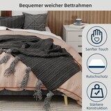 thumbnail of Modernes Minimalistisches Bettgestell 160x200 cm in Grau aus niederländischem Samt, zeitgemäßes Schlafzimmermöbel