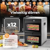 thumbnail of Balter Dörrautomat Edelstahl mit 2 Kammern & 12 Etagen, 1000 W, BPA-frei, 35–75 °C, Timer, Warmhaltefunktion, Dörrgerät, Dehydrator, Obsttrockner
