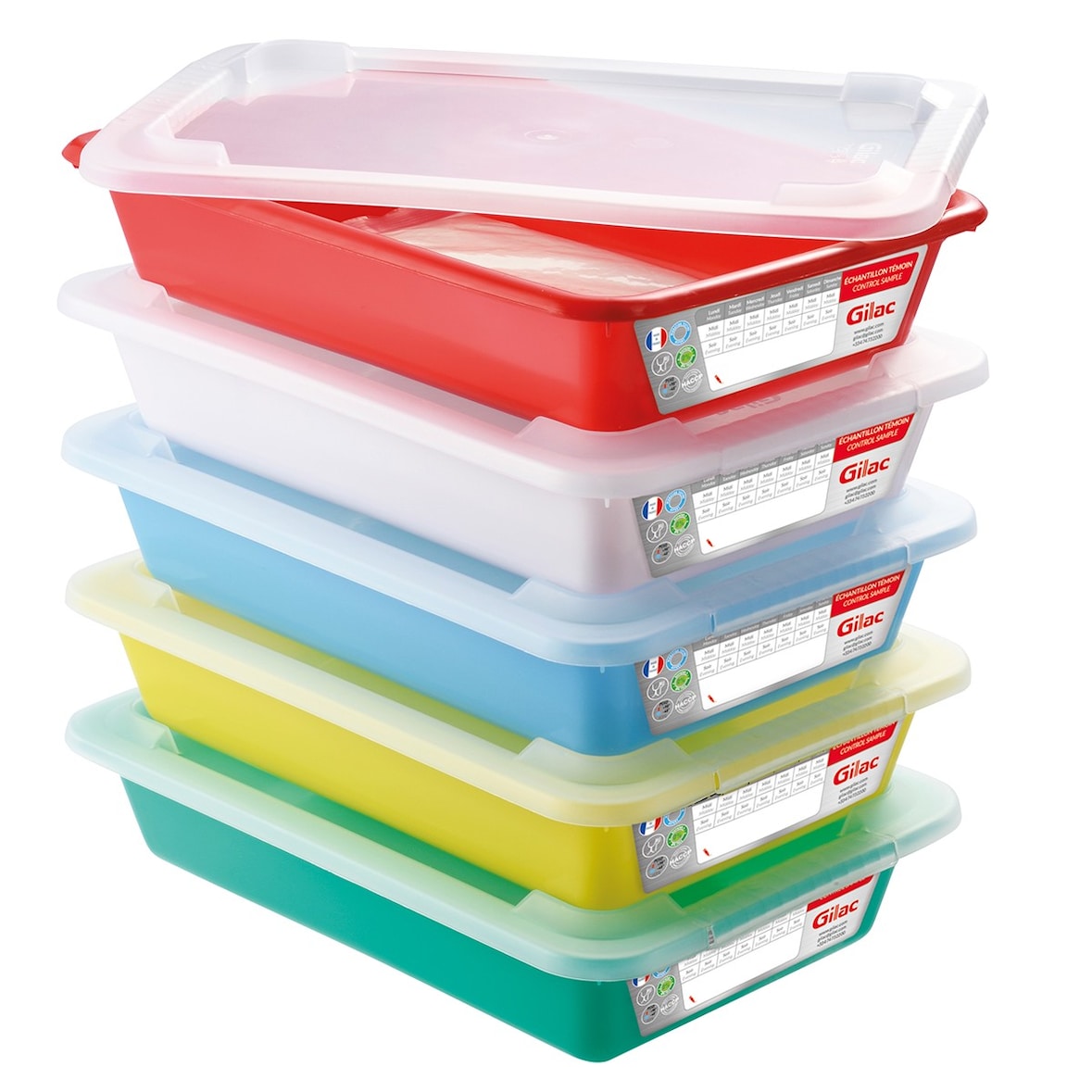 GILAC Bacs plat témoin + couvercle X5 - 3 L - Mutlicolor G160450