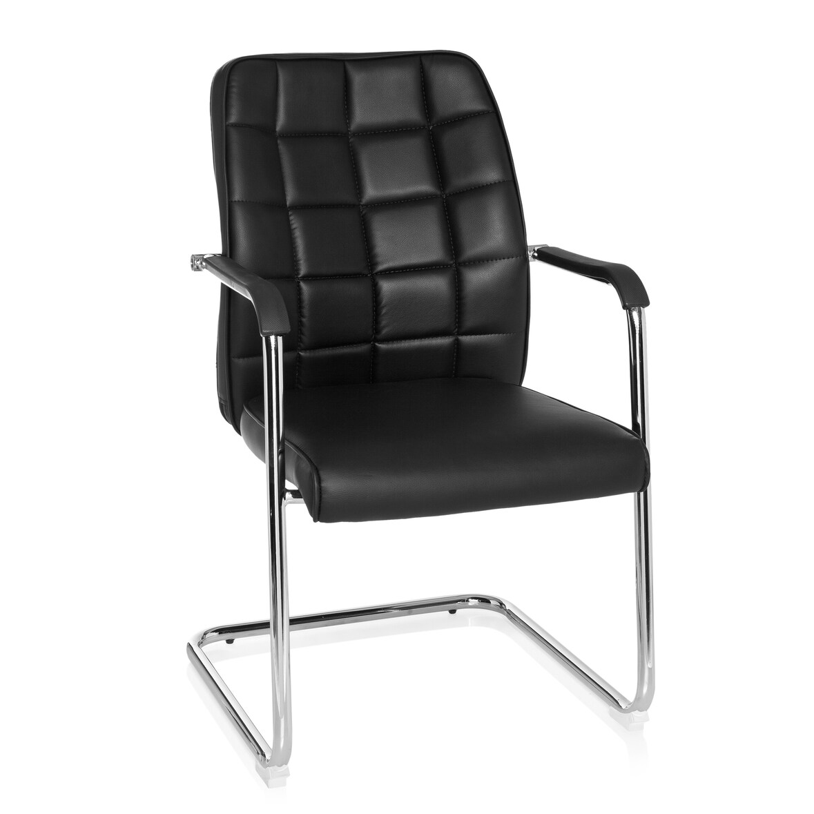 Konferenzstuhl / Freischwinger / Stuhl FLEXO V PU schwarz hjh OFFICE