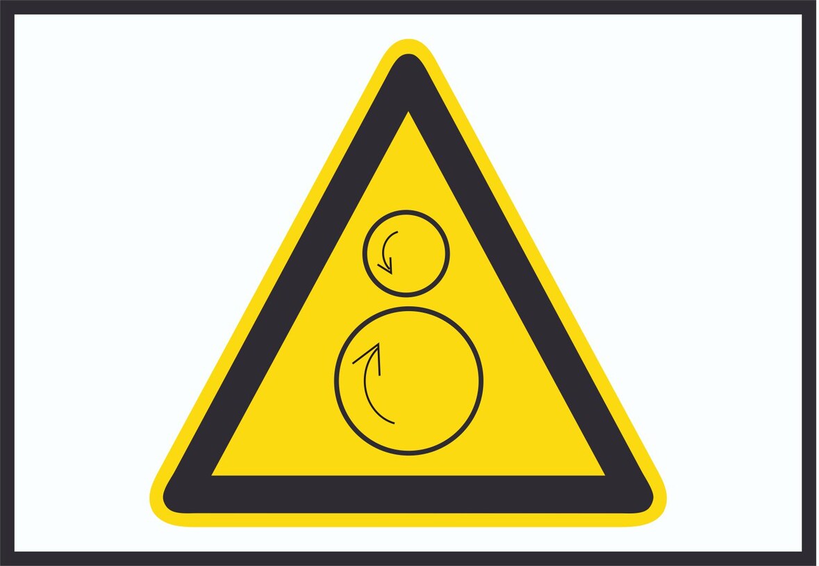 Achtung Gegenläufige Rollen Symbol A6 (105x148mm) Schild