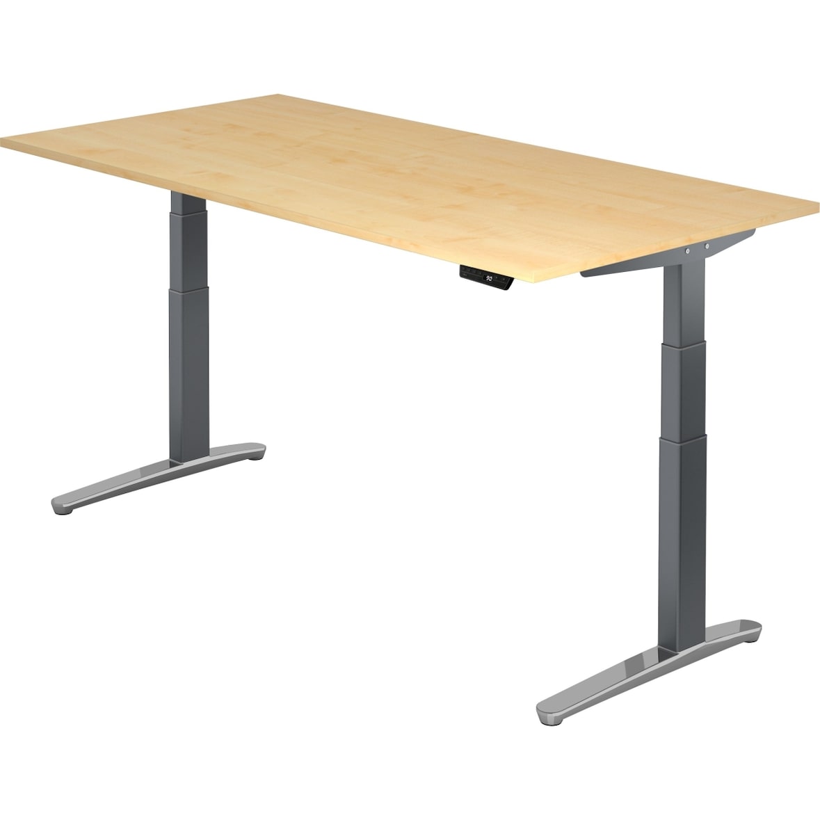 Sitz-Steh-Schreibtisch elektrisch 200x100cm Ahorn/Graphit-alu