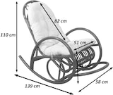 thumbnail of Schaukelstuhl HWC-C40, Schwingsessel Rattansessel, braun ~ Auflage weiß