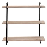 thumbnail of Estante de pared HWC-K78, estante colgante estante flotante, 3 estantes madera maciza industrial 60x60x18cm ~ natural, metal negro