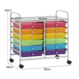 thumbnail of COSTWAY Carrinho com rodas com 12 gavetas empilháveis, contentor com rodas e estrutura metálica, 64 x 38 x 62 cm (transparente multicolorido)