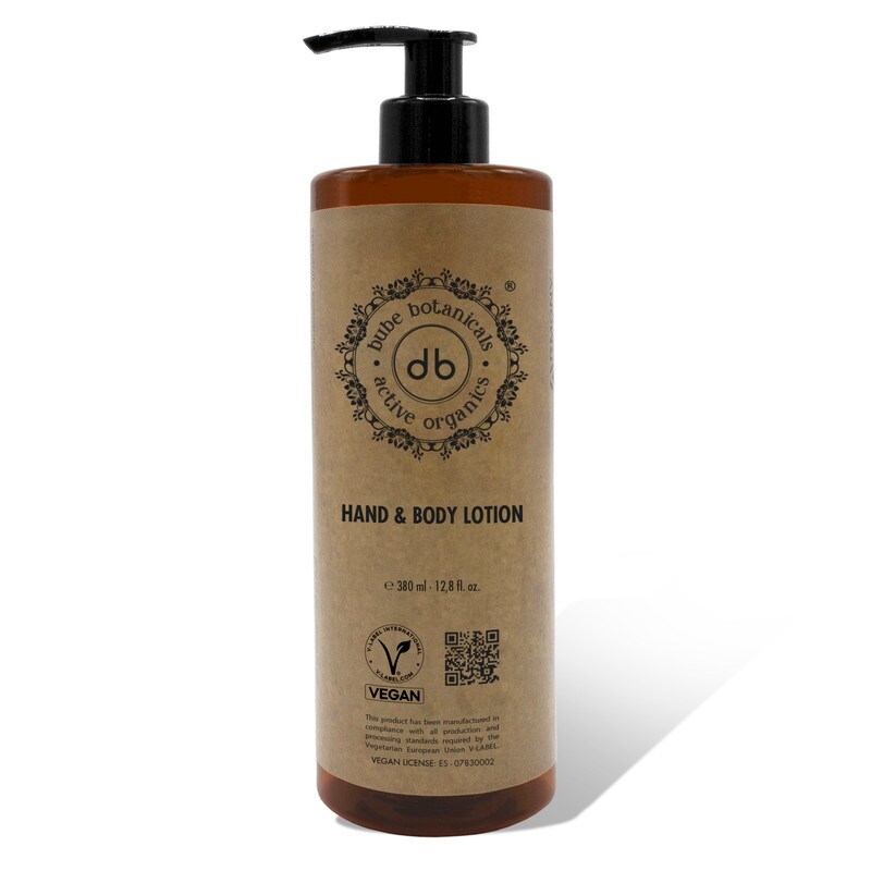 Bube Botanicals Spender Lotion für Hände & Körper 380 ml 24 Stück. Veganes Produkt. Hochfeuchtigkeitsspendend für glatte, gepflegte Haut.