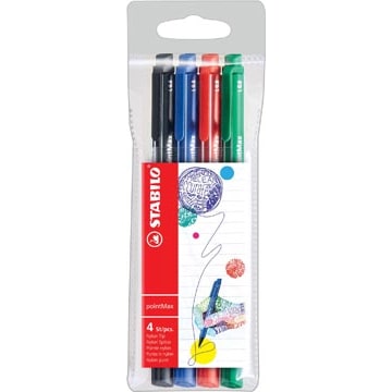 STABILO 4 stylos-feutres pointe moyenne pointMax noir bleu rouge vert