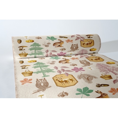 MANK Tischläufer Airlaid Aram, 40 cm x 24 m , 1 Stück - Waldtiere Herbst
