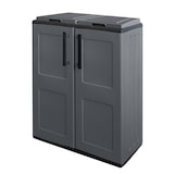 thumbnail of Armoire pour Tri Selectif 2 poubelles Meuble mi- hauteur Dim 68 x 37 x 84cm 2 Anneaux de support de sac 2 Portes INTEC