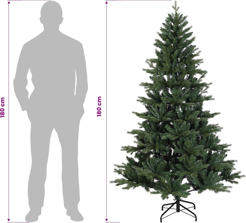 vidaXL Künstlicher klappbarer Weihnachtsbaum 180 cm PVC und Metall 42055529