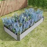 thumbnail of Hochbeet aus Metall 232x114x30cm Silber ohne Boden aus verzinktem Stahlwellblech 0,6 mm mit gefalteter Innenkante robust wetterfest für Gemüse Blumen