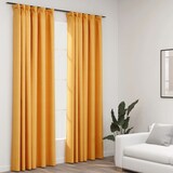 thumbnail of vidaXL Verduisterende gordijnen haken linnen look 2 st. Geel 140x245cm