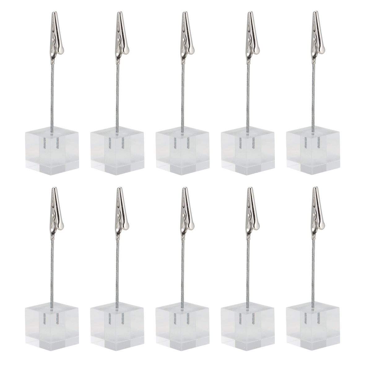 Securit® Conjunto de 6 Porta-etiquetas Acrílicos - Com mola - Suporte vertical a partir de superfície horizontal (Etiquetas não incluídas)