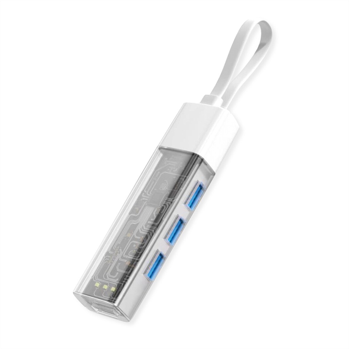 ROLINE Mobile USB 3.2 Gen 1 Hub, 4 porte, cavo di collegamento tipo A+C