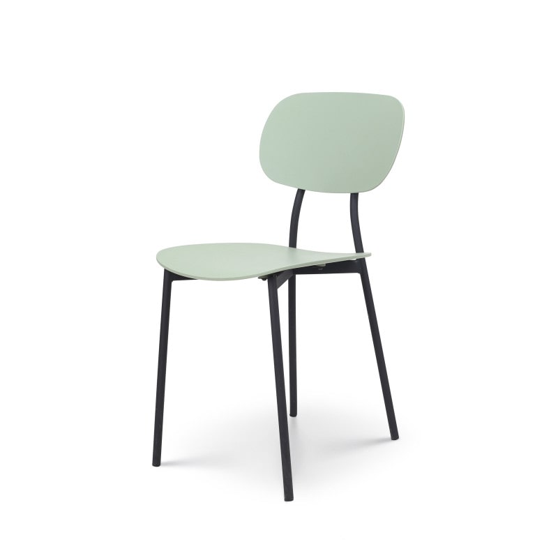 Silla verde de estilo contemporáneo con patas de metal negro - modelo LEA