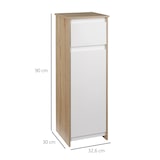 thumbnail of Armario Bajo para Baño Mueble de Baño de Madera con Cajón y Armario con 2 Estantes para Salón Dormitorio Cocina 32,6x30x90 cm Color Natural y Blanco