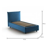 thumbnail of Dmora Letto singolo Marina, Letto contenitore con rivestimento in tessuto, 100% Made in Italy, Apertura laterale, adatto per materasso Cm 80x190, Blu