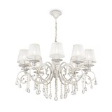 thumbnail of Stilvoller eleganter Kronleuchter, Metall in weißer Farbe, prechtiger Kristalldekor, Shabby Chic, 10-flammmig, exkl. E14 40W 220-240V