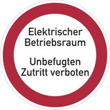 thumbnail of Verbotsschild, Elektrischer Betriebsraum Unbefugten Zutritt verboten - praxisbewährt - 200x1.5 mm Kunststoff