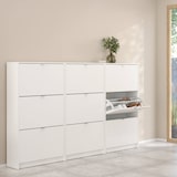 thumbnail of WellHome - Sapateira Abatível de Madeira com 3 Compartimentos em cor Branco 71 x 25 x 124 cm - Adaja