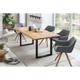 thumbnail of SalesFever Eettafel Tree Edge | 200 x 100 cm | Tafelblad massief eiken | Onderstel metaal zwart | B 200 x D 100 x H 75 cm | natuur