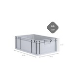 thumbnail of PROREGAL SuperSparSet 4x Eurobox NextGen Economy mit Scharnierdeckel & roten Verschlüssen, Griffe zu, HxBxT 22x40x60cm, 44L, Eurobehälter, Box