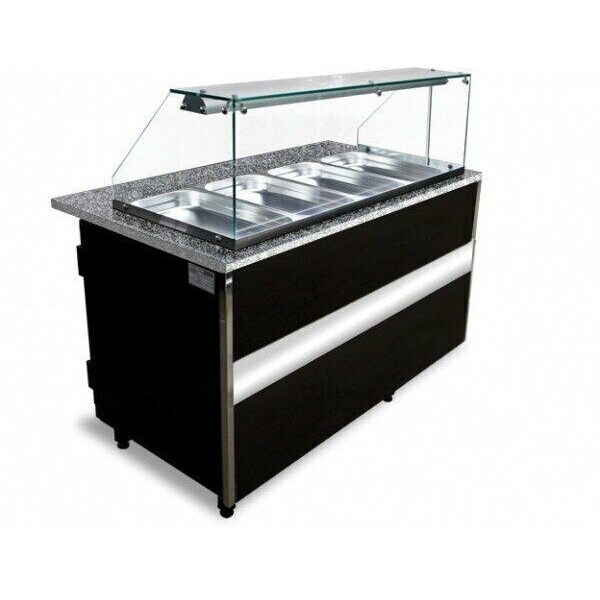 Gastro Heiße Theke Bain Marie Warmvitrine 2x1/1 , 1x 2/4 GN 1000x900x1250 mm