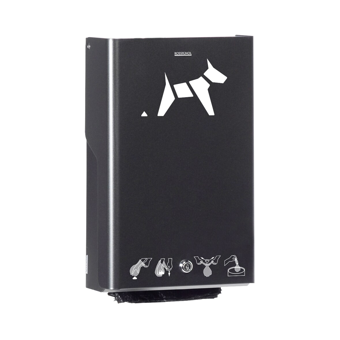 ROSSIGNOL Distributeur de sacs canins mural ou pour poteau liasse 500 sacs HYGECA gris manganèse