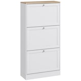 thumbnail of Móvel Sapateira de Entrada com 3 Gavetas Basculantes e Prateleiras Ajustáveis para 18 Pares de Sapatos 60x23,5x115 cm Branco