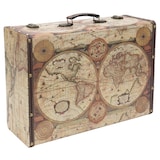 thumbnail of HMF VKO104 Vintage Koffer aus Holz, 44 x 32 x 16 cm, Deko Weltkarte Farbe