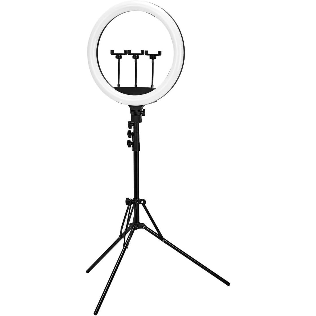 Aro de Luz Grande 36cm 14" de diámetro y Trípode Regulable 55 cm hasta 200cm, 3 Soportes, 3 Modos de Luz y 10 Niveles de Brillo