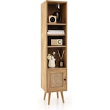 thumbnail of COSTWAY hoher Rattan Badezimmer Schrank mit 4 Regalen, Holzbeinen und Rattan Tür, schmale Kommode, Bücherregal