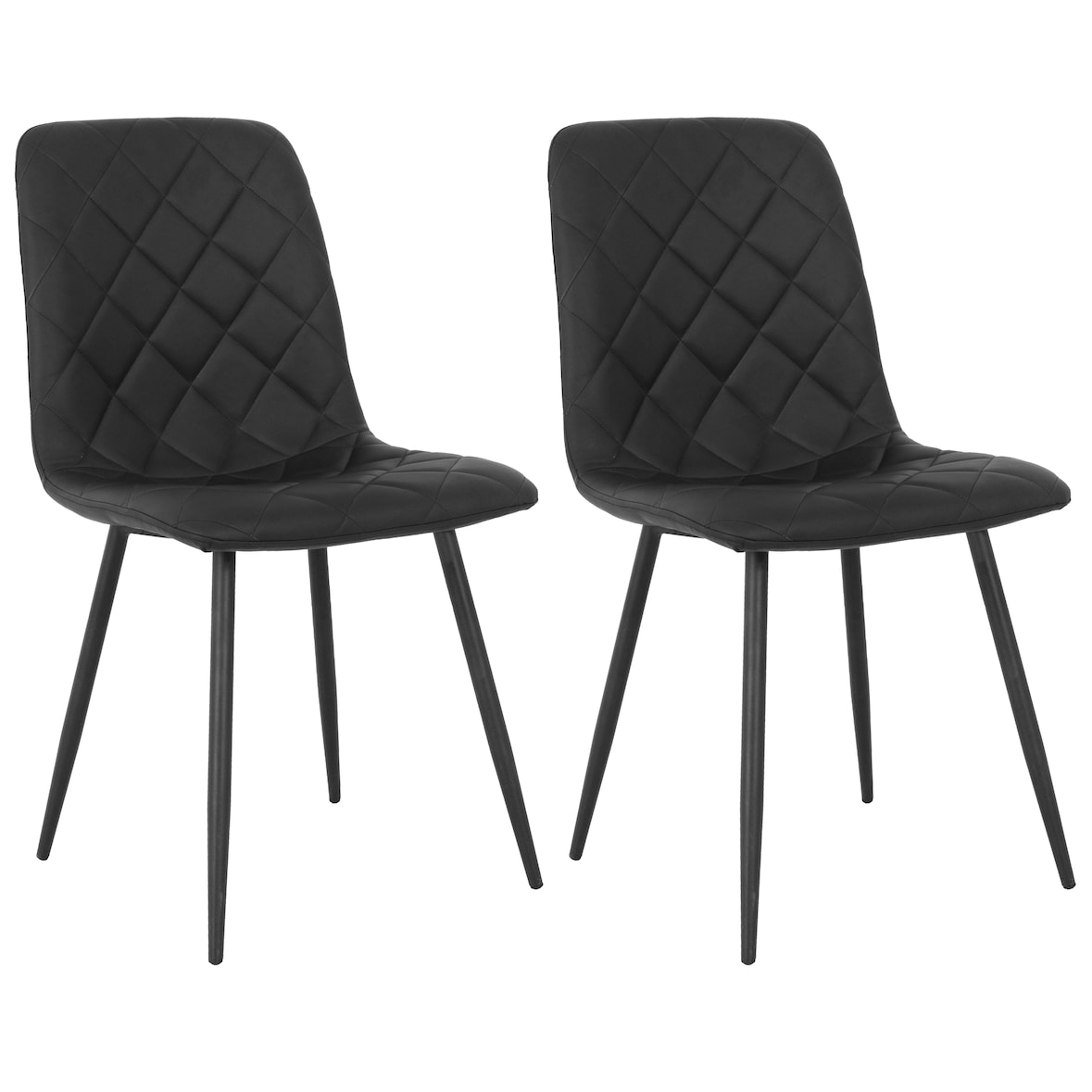 METRO PROFESSIONAL Silla de restaurante tapizada Jara, juego de 2, acero/piel artificial, negro