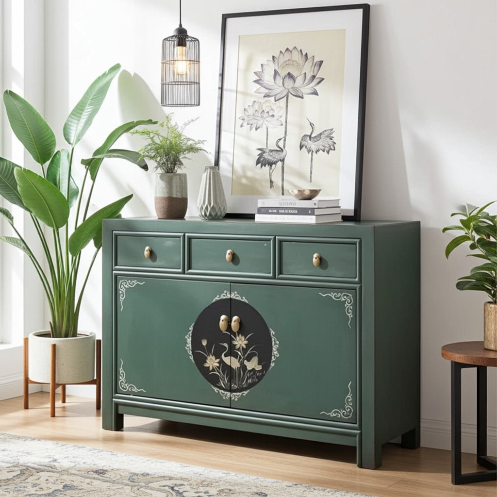 OPIUM OUTLET mobile cassettiera credenza armadio matrimonio 33082-3 verde asiatico cinese orientale