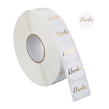 thumbnail of Relaxdays Danke Aufkleber 2500 Stück, Dankeschön Sticker, Ø 25 mm, selbstklebende Etiketten, Stickerrolle, weiß/gold