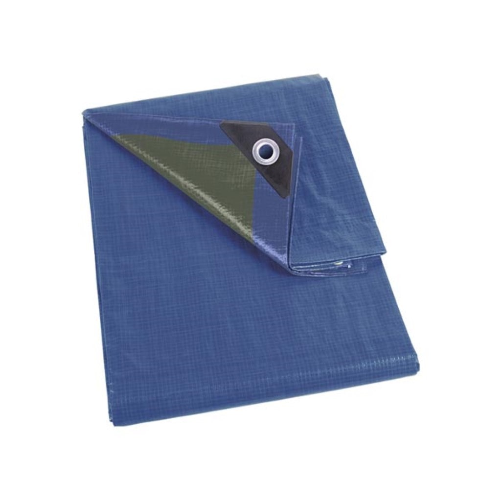 Abdeckplane, 20 Ösen, verstärkte Ecken, rechteckig, Blau/Grün, 70 g/m², 2 x 8 m