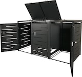 thumbnail of XL 3er-/6er-Mülltonnenverkleidung HWC-E83, Mülltonnenbox, erweiterbar 116x212x98cm ~ anthrazit Stahl, 100kg