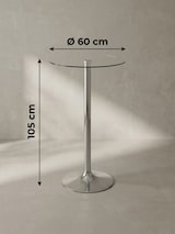 thumbnail of Stehtisch 60x60x105 cm Rund Bartisch Sicherheitsglas Bistrotisch Silber, Moderner Tisch für Bar, Design Partytisch Metall, Hochtisch Messetisch