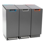 thumbnail of PROREGAL Feuersicherer Wertstoffsammler Connector Bin mit Hebedeckel | 55 Liter, HxBxT 81,6x30,3x45,2cm | Aluminium | Anthrazit / Grau