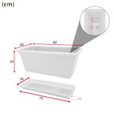 thumbnail of Macetero rectangular de plástico de 100 cm para plantas y flores con jardinera de exterior blanca, resistente a los rayos UV, fabricado en Italia.